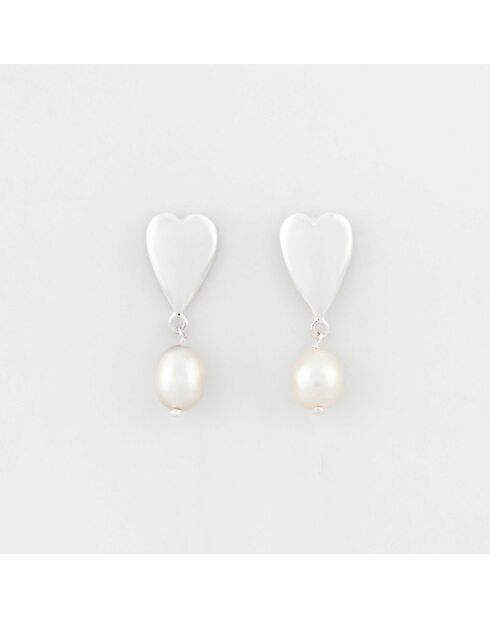 Silberne Ohrstecker mit synthetischer weißer Perle