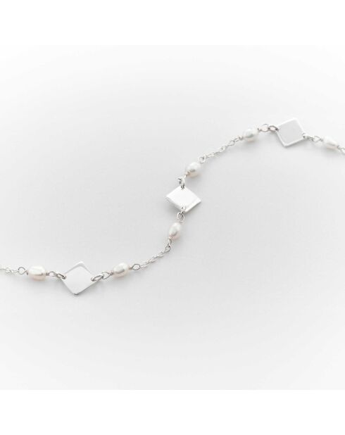 Synthetische witte opaline zilveren armband