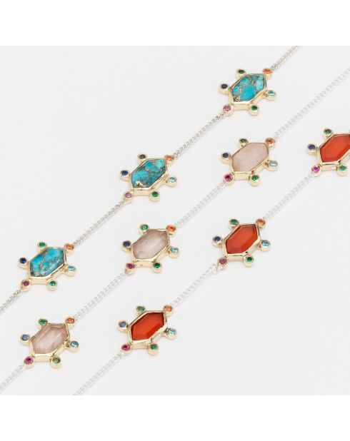 Bracciale in argento e ottone Soline Orange Corniola e ossido di zirconio