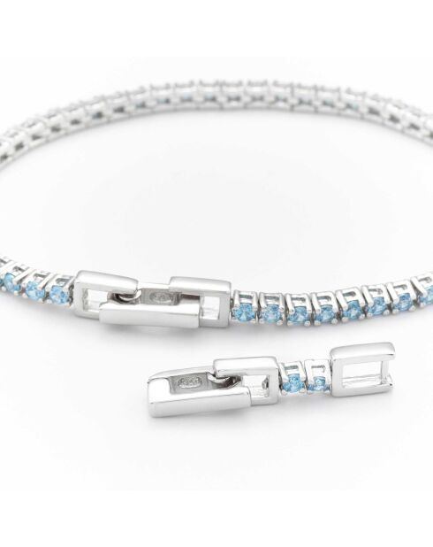 Tennisarmband Blue Tennis aus Rhodiumsilber