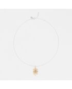 Halsketting in zilver en messing met Hanie Tanzanite glas-in-lood