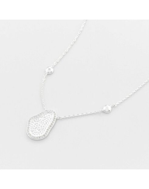 Zilveren halsketting met textuurhanger