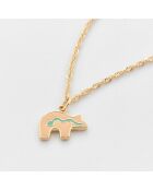 Collar de latón dorado con oso salmón