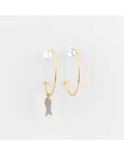 Ohrringe aus Silber und Messing Graue Fischreifenohrringe