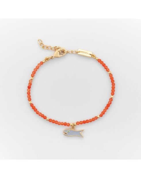 Goldenes Messingarmband Fischgrau Orange getöntes Glas