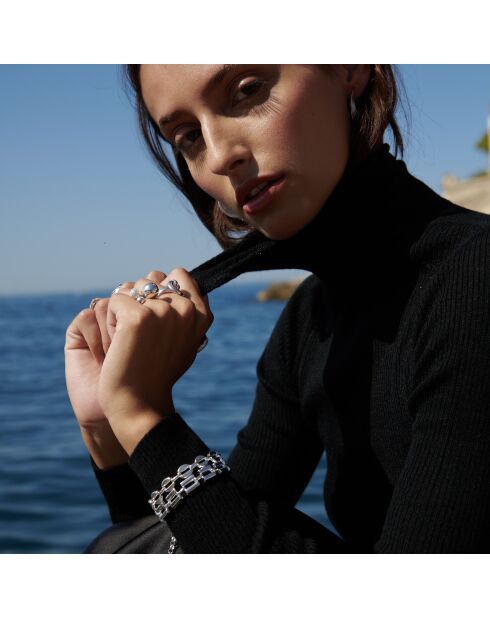 Silberarmband mit rechteckiger Gliederkette