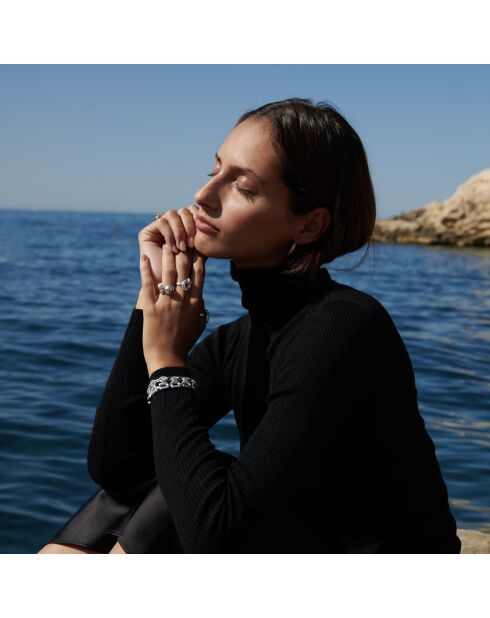 Silberarmband mit rechteckiger Gliederkette