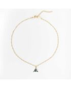 Blauwe paradijsvogel gouden koperen halsketting