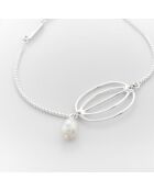 Solveig synthetische witte parelarmband in zilver