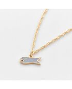 Collier laiton doré poisson gris