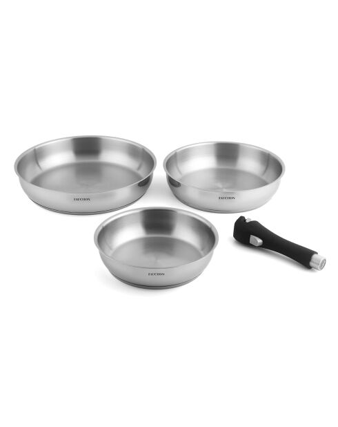 3 Poêles amovibles inox 18/8 induction - D.20/24/28 cm