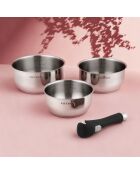 3 Casseroles amovibles inox 18/8 induction - D.16/18/20 cm