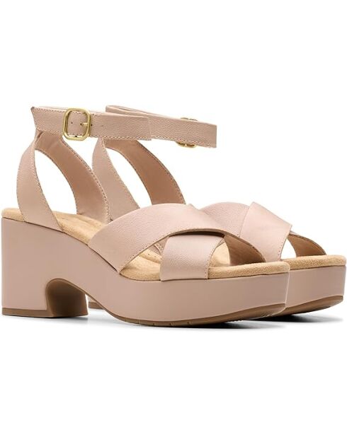 Sandalias Nerisa Pearl de piel beige - Tacón de 7,5 cm