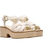 Sandalias Coledale Strap de piel color crema, tacón de 6,5 cm