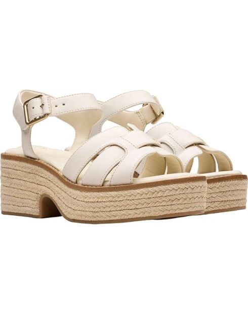 Sandalias Coledale Strap de piel color crema, tacón de 6,5 cm