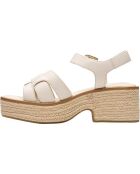 Sandalias Coledale Strap de piel color crema, tacón de 6,5 cm