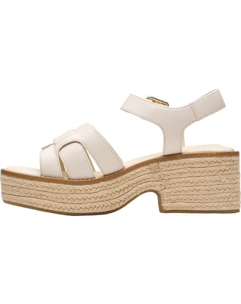 Sandalias Coledale Strap de piel color crema, tacón de 6,5 cm