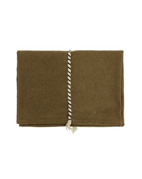 Mini-Tischdecke aus Baumwolle und Leinen in Bronze, 100 x 100 cm