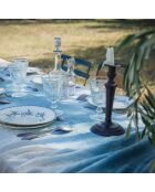 Große rechteckige Tischdecke mit tiefblauem Muster - 300x200 cm