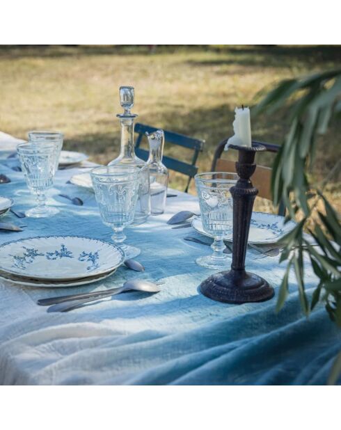 Groot rechthoekig tafelkleed met diep gekleurd blauw patroon - 300x200 cm