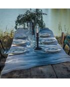 Große rechteckige Tischdecke mit tiefblauem Muster - 300x200 cm