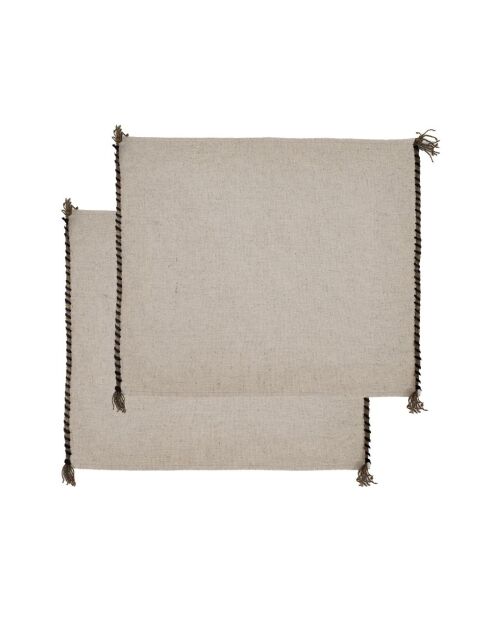 Set di 2 tovagliette in cotone naturale e lino - 45x38 cm