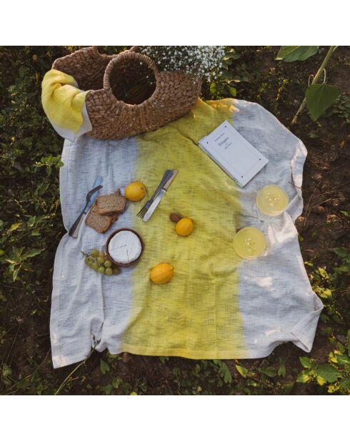 Lot de 4 serviettes de table deep dye jaune/blanc - 45x45 cm