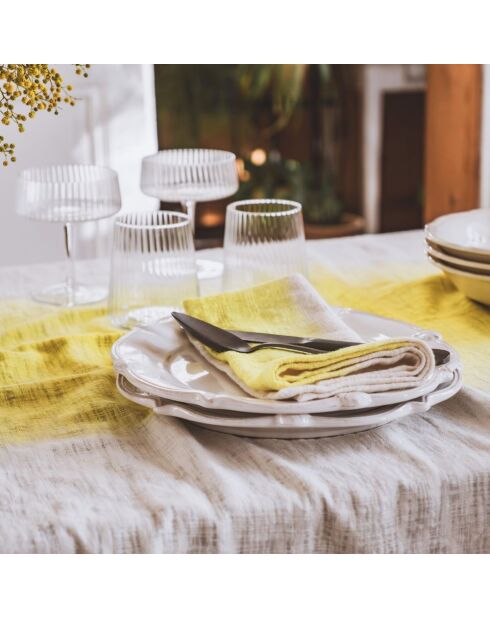 Lot de 4 serviettes de table deep dye jaune/blanc - 45x45 cm