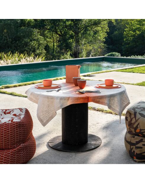 Tiefgefärbte orange Mini-Tischdecke aus Baumwolle - 100x100 cm