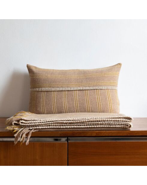 Beiges Wollkissen - 40 x 60 x 10 cm