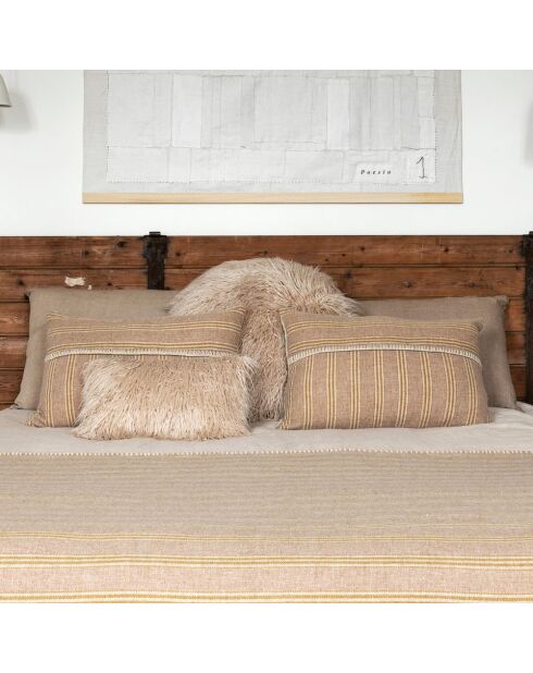 Beiges Wollkissen - 40 x 60 x 10 cm