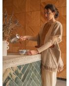 Poncho corto beige di ispirazione americana - 72 cm