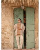 Poncho corto beige di ispirazione americana - 72 cm