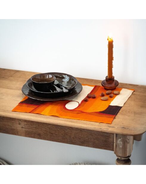 Set di 2 tovagliette arancioni in lino e cotone - 50x35 cm