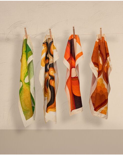 Torchon en lin et coton muscade - 50x70 cm