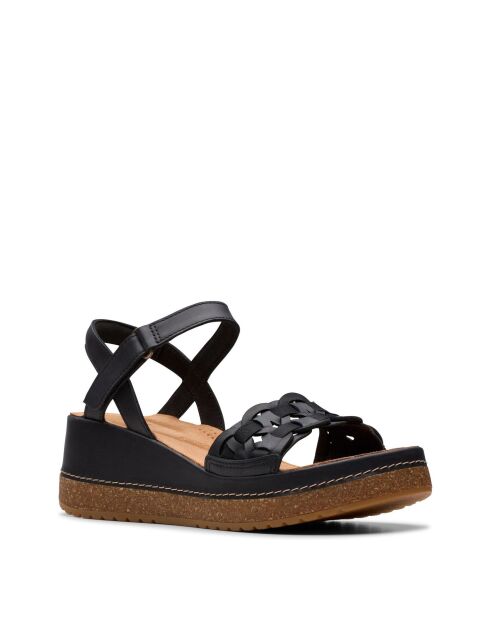 Sandalias Kassanda Bar de piel negra - Tacón de 6,5 cm