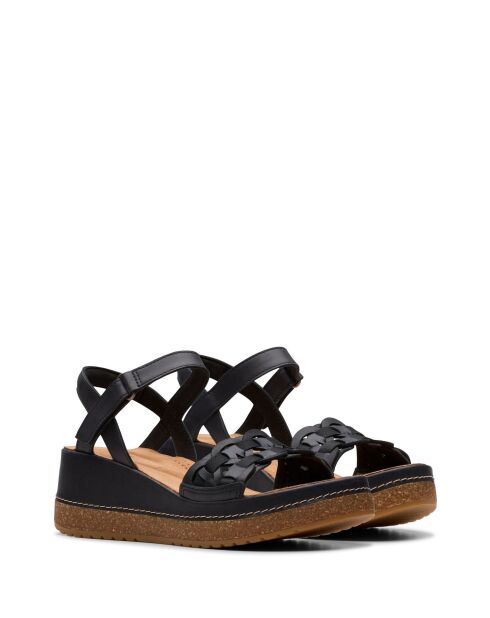 Sandalias Kassanda Bar de piel negra - Tacón de 6,5 cm