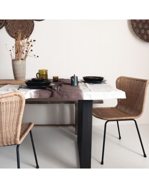 Tiefgefärbte Mini-Tischdecke aus brauner Baumwolle - 100x100 cm