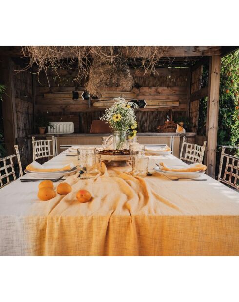 Groot rechthoekig tafelkleed met diep gekleurd oranje patroon - 300x200 cm