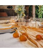 Große rechteckige Tischdecke mit tief gefärbtem orangefarbenem Muster - 300x200 cm