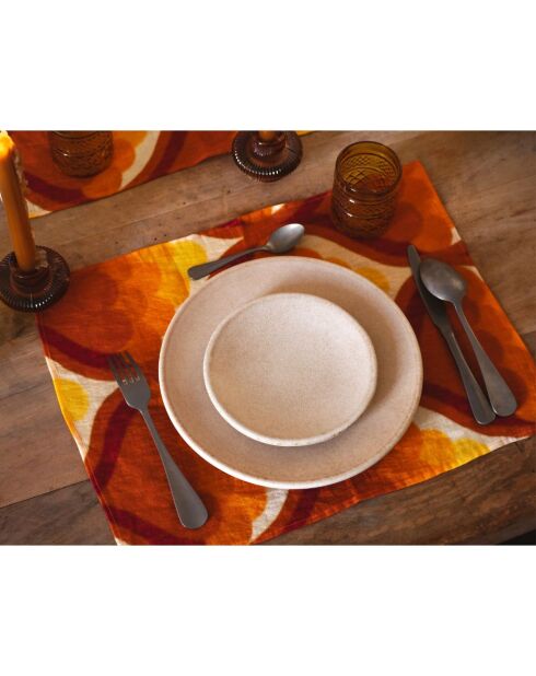 Set di 2 tovagliette arancioni in lino e cotone - 50x35 cm