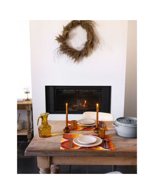 Set di 2 tovagliette arancioni in lino e cotone - 50x35 cm