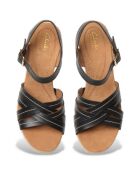 Sandalias Sabina Strap de piel negra - Tacón 8cm