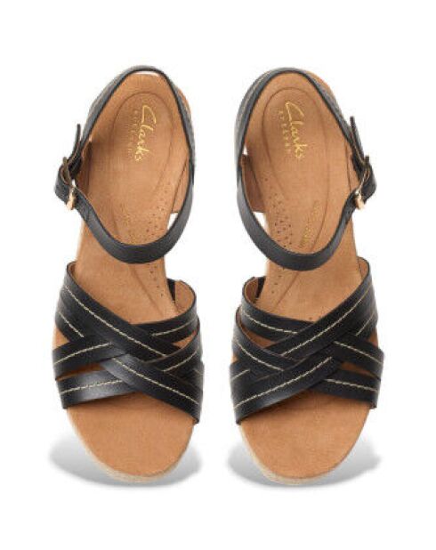 Sandalias Sabina Strap de piel negra - Tacón 8cm