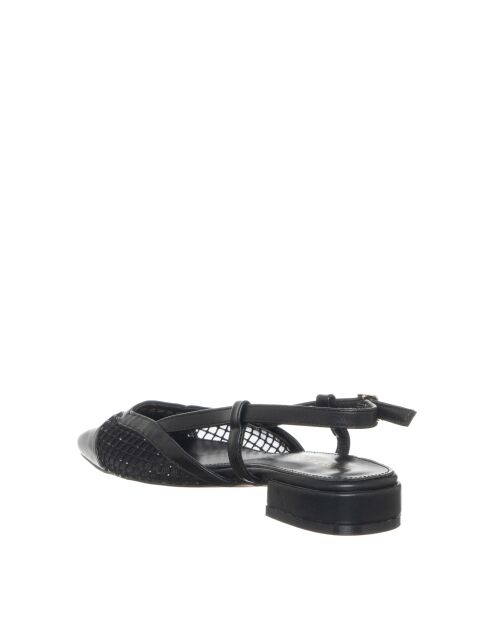 341-01 Zwarte leren ballerina's