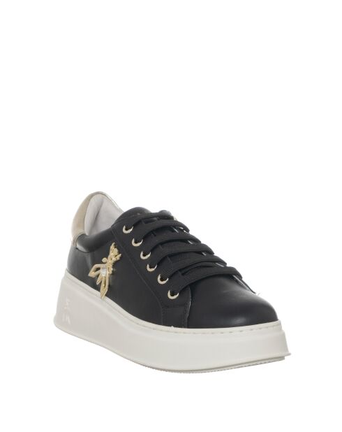 303-31 Schwarze Ledersneaker
