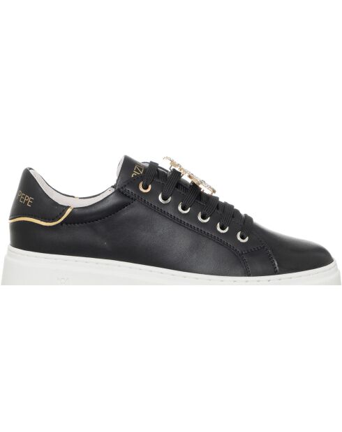 751-41 Schwarze Ledersneaker