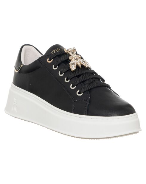 751-41 Schwarze Ledersneaker