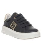 824-27 schwarze Ledersneaker