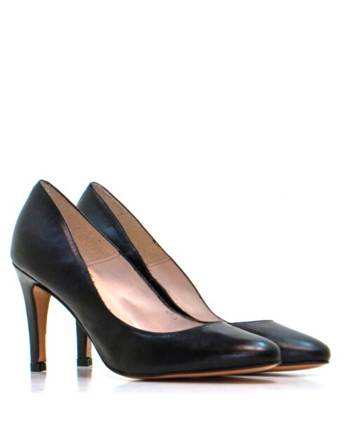 Gemma zwarte leren pumps - Hak: 8,5 cm